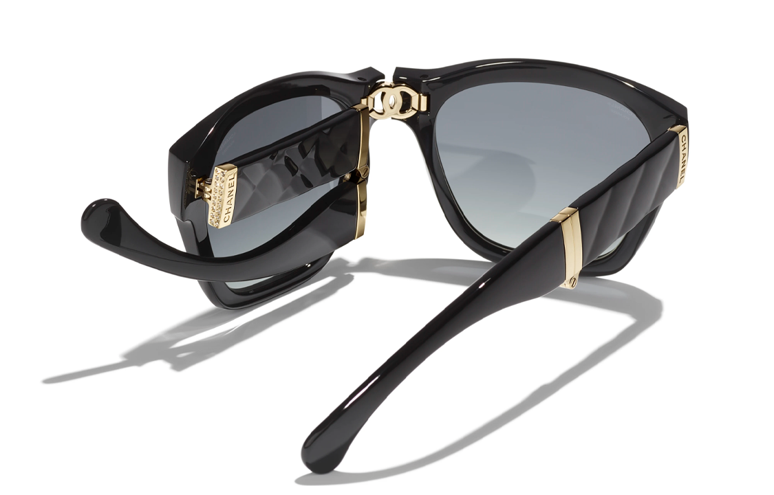 (Women) CHANEL  Black Irregular Diamond Pattern Sunglasses. CH6055B C622/S8 圖 5