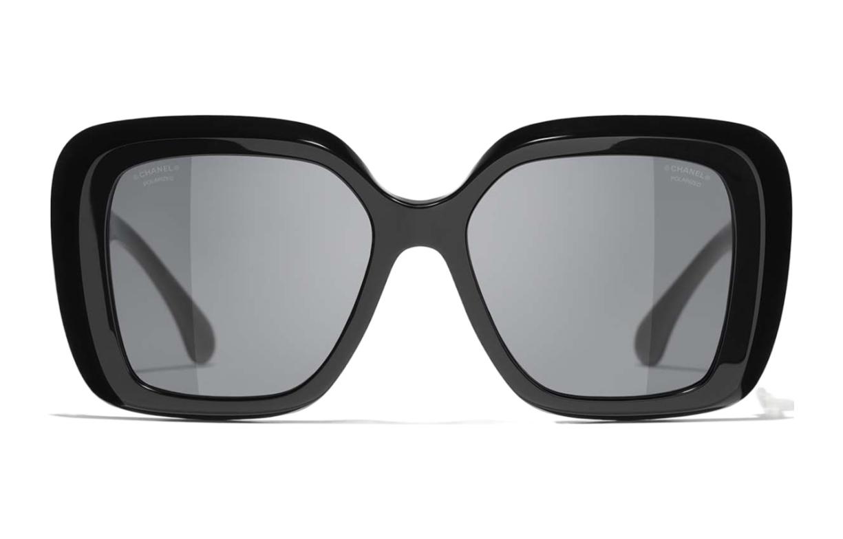 Lookbook (W) 香奈儿 黑色不规则标志刻纹醋酸材质太阳镜 CH5518C501T8