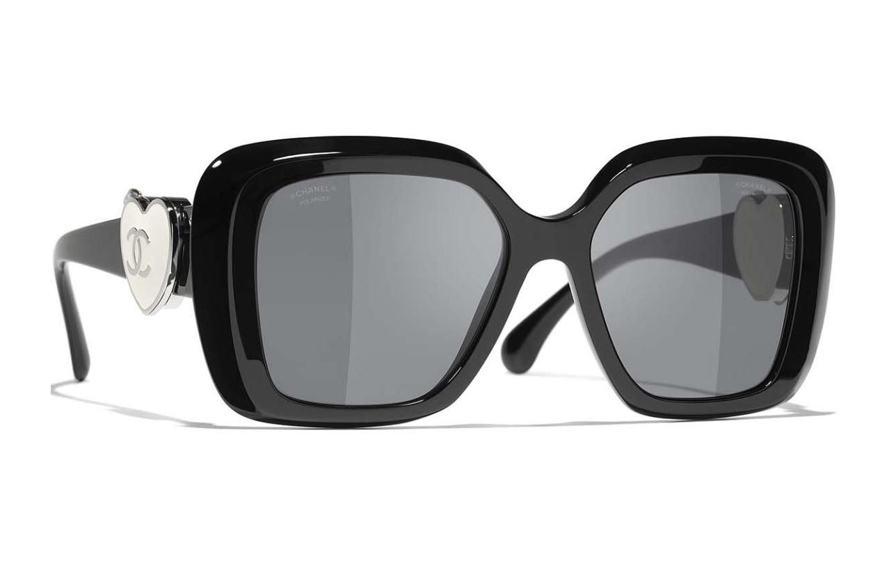 Shop (W) 香奈儿 黑色不规则标志刻纹醋酸材质太阳镜 CH5518C501T8