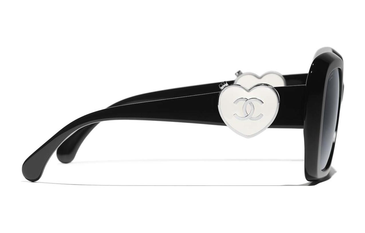 Purchase (W) 香奈儿 黑色不规则标志刻纹醋酸材质太阳镜 CH5518C501T8