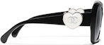 Purchase (W) 香奈儿 黑色不规则标志刻纹醋酸材质太阳镜 CH5518C501T8