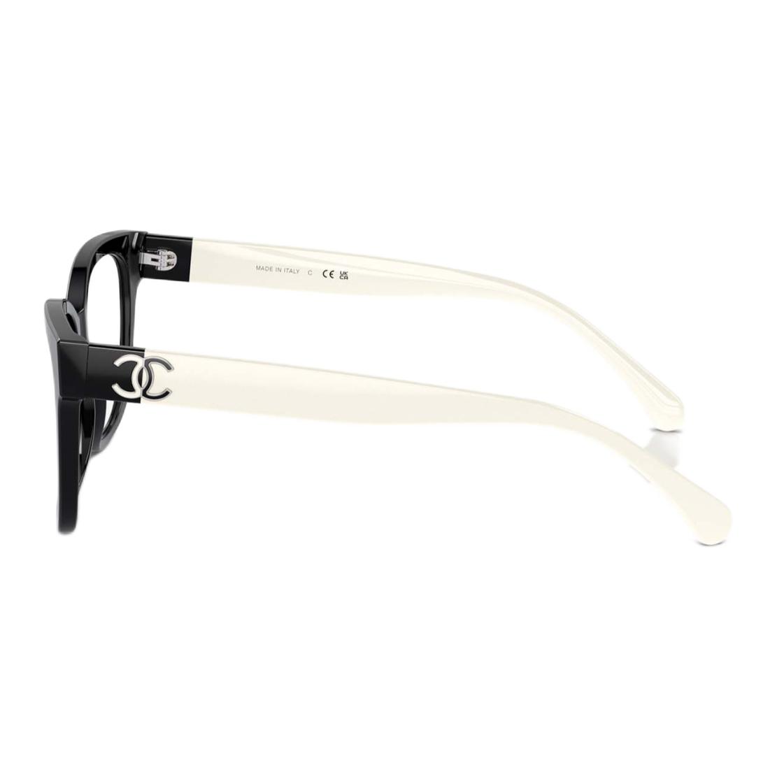 Shop (W) 香奈儿黑色不规则镜框双色标志设计眼镜 CH3472