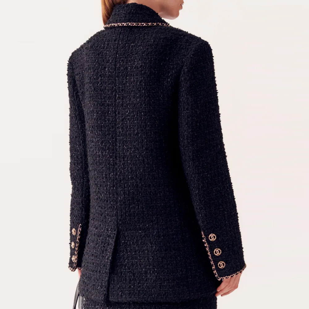 (Women) CHANEL  Black Knitted Double-Breasted Long Sleeve Jacket. P75511-V63178-94305 圖 4