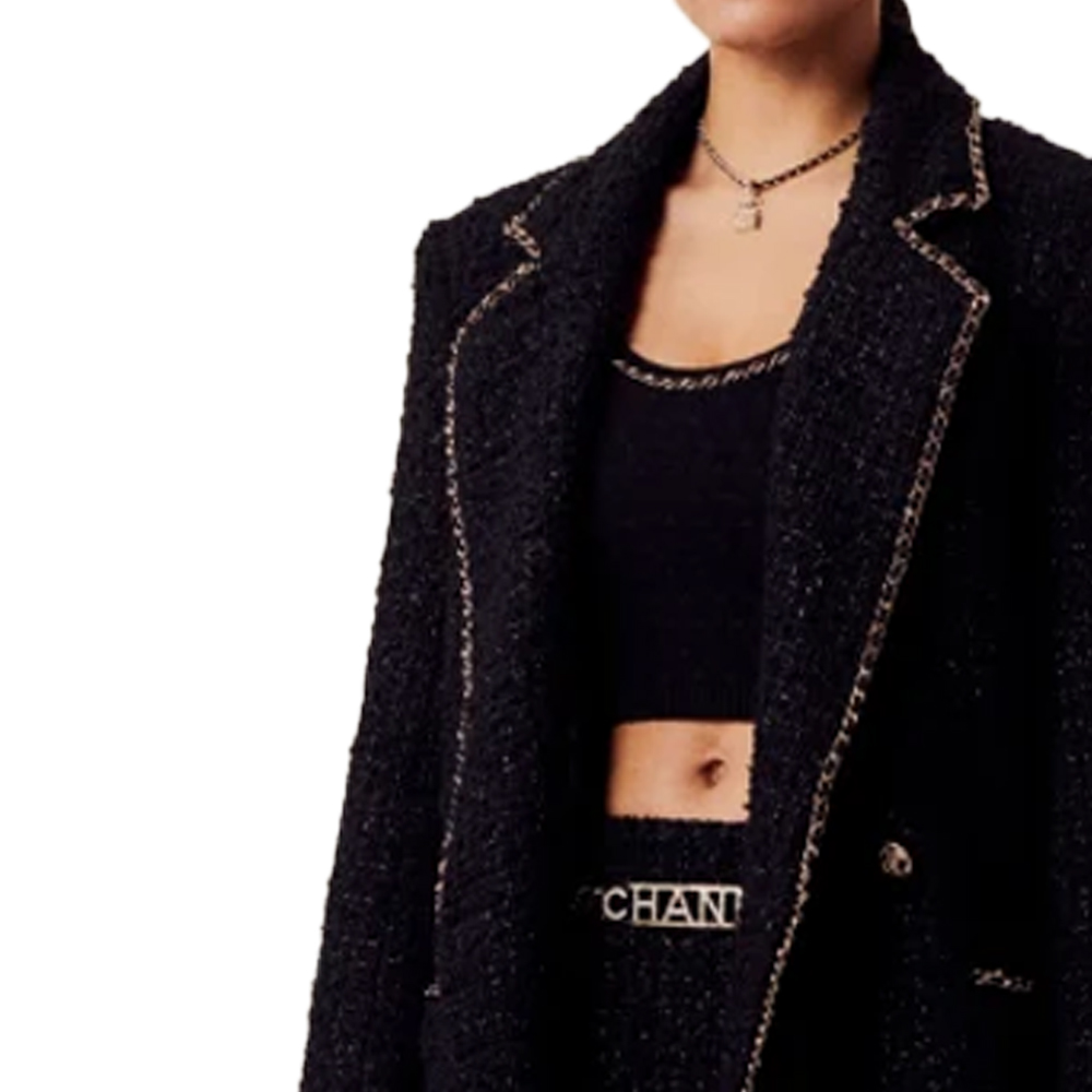 (Women) CHANEL  Black Knitted Double-Breasted Long Sleeve Jacket. P75511-V63178-94305 圖 5