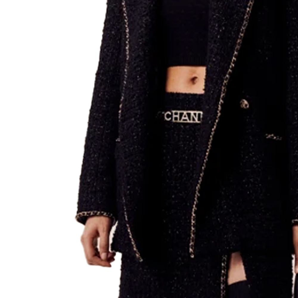 (Women) CHANEL  Black Knitted Double-Breasted Long Sleeve Jacket. P75511-V63178-94305 圖 6