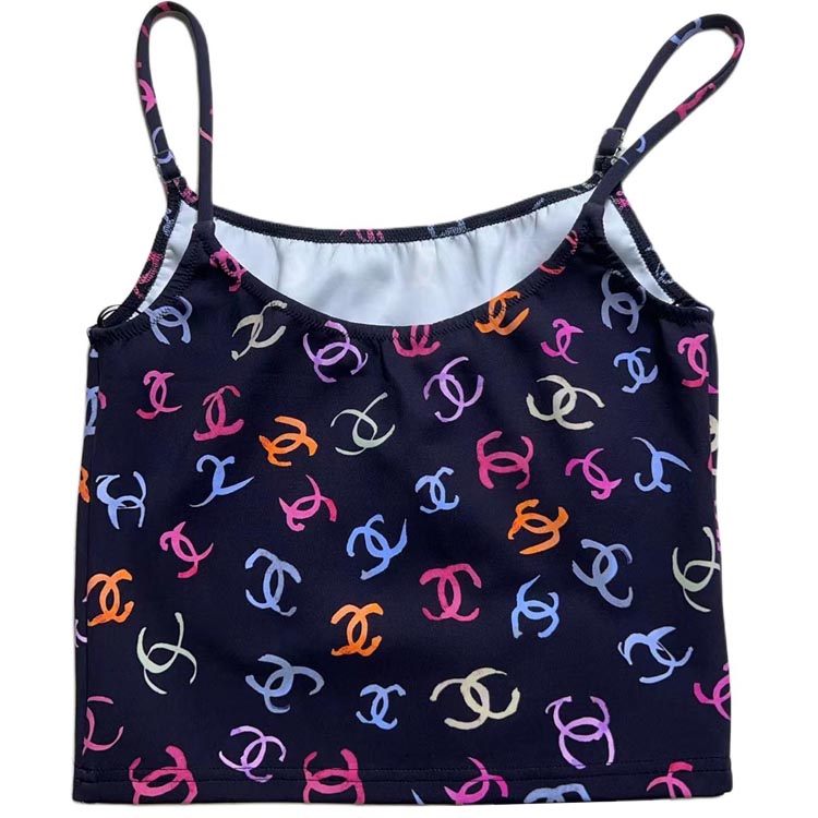 Order (W) シャネル ブラック ロゴプリント カジュアル タンクトップ. P76775-V69112-NX049