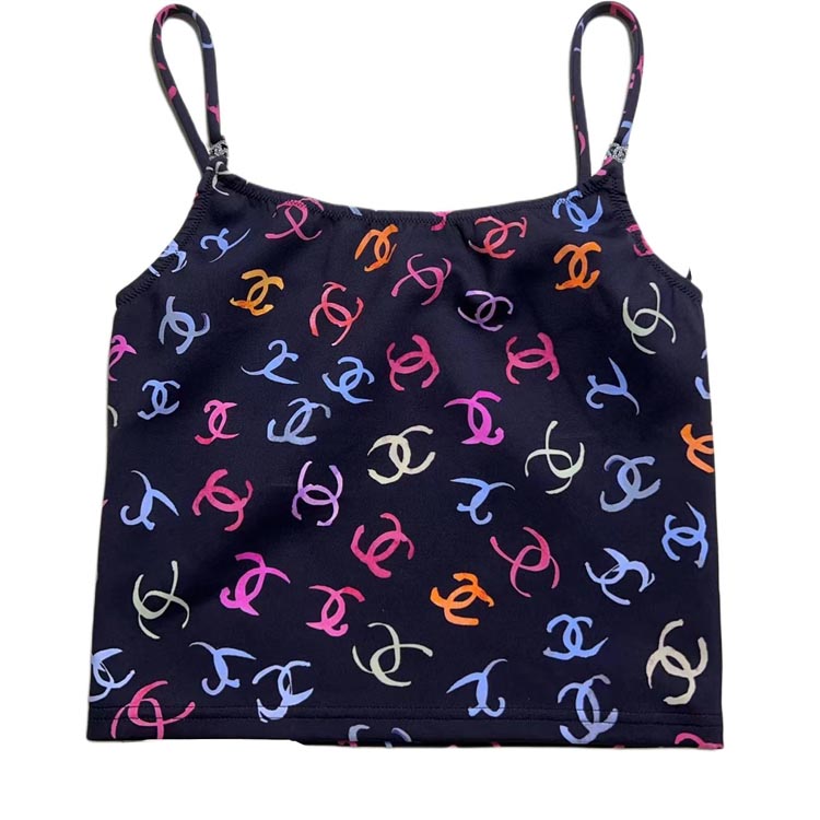 Lookbook (W) シャネル ブラック ロゴプリント カジュアル タンクトップ. P76775-V69112-NX049