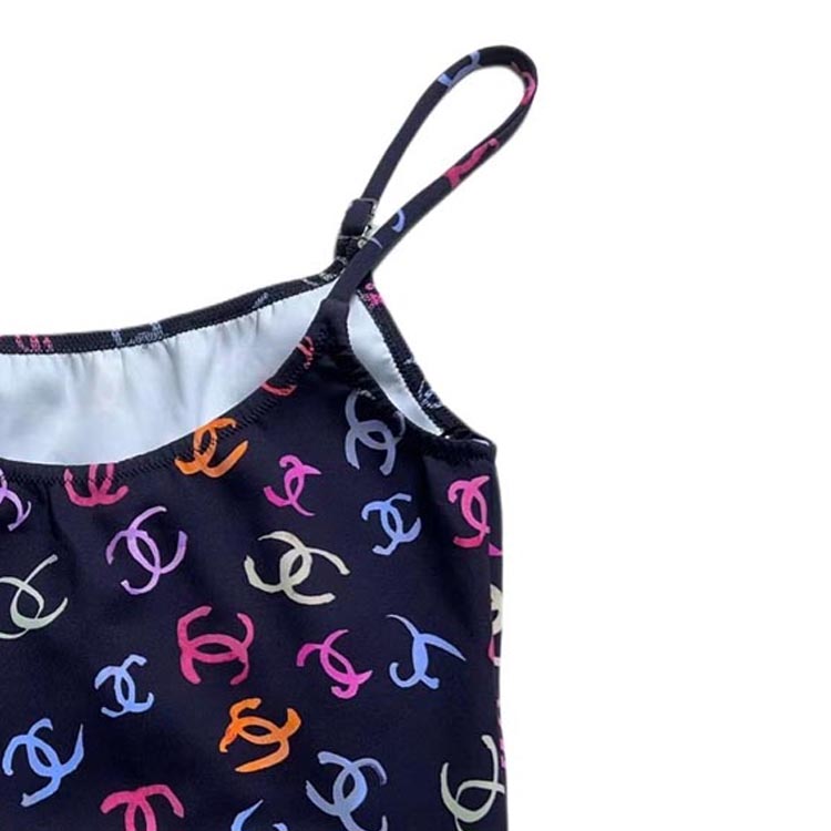 Sizing (W) シャネル ブラック ロゴプリント カジュアル タンクトップ. P76775-V69112-NX049