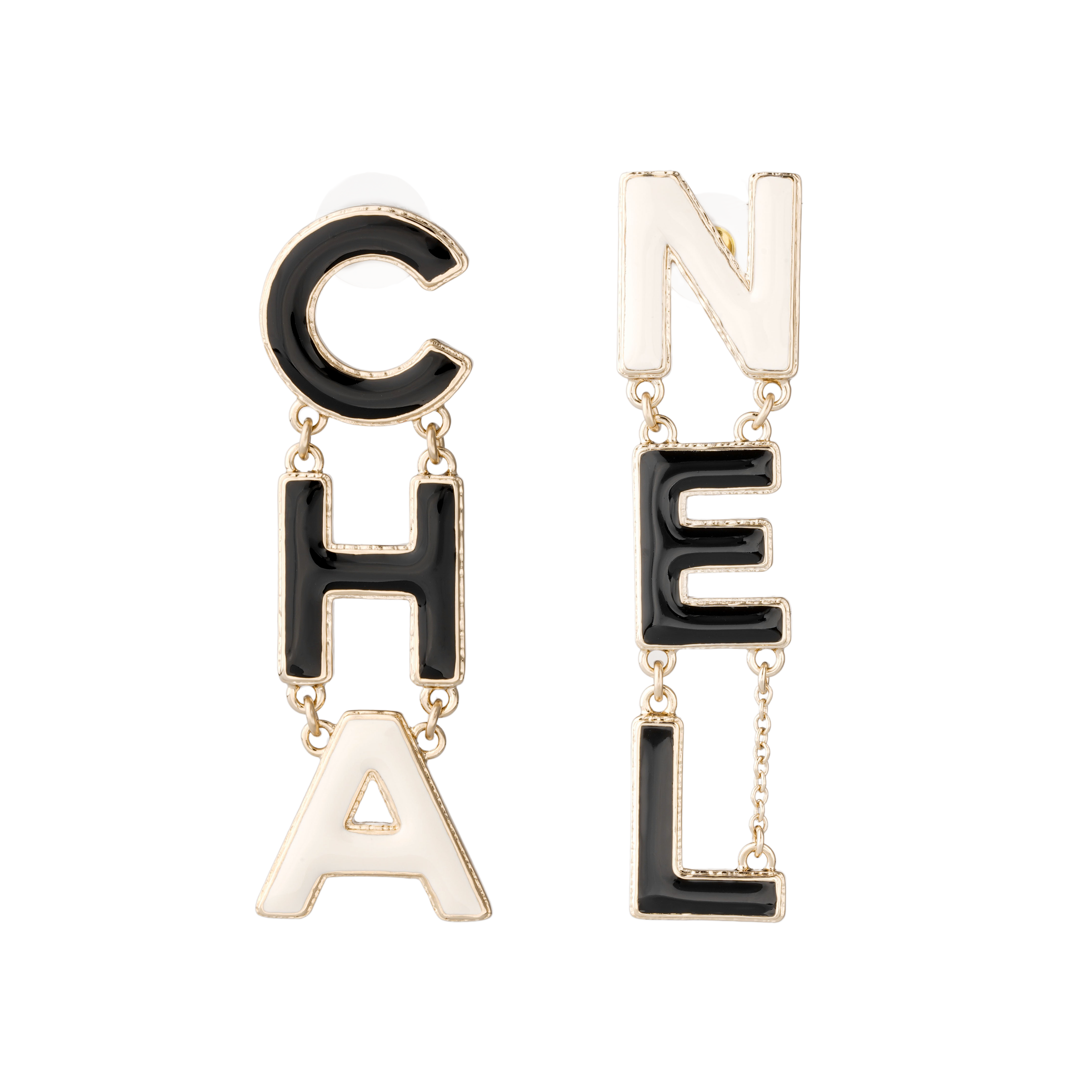 (Women) CHANEL  Black Metal Letter Earrings AB8723-B08502-NI910