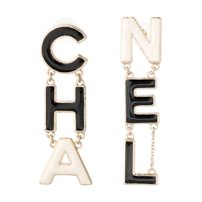 (Women) CHANEL Black Metal Letter Earrings AB8723-B08502-NI910