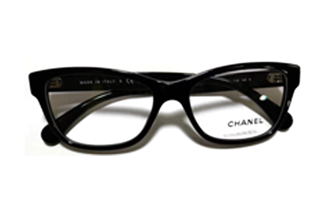 (Women) CHANEL  Black Optical Glasses with Logo and Irregular Frame Design. CH3449B-C888