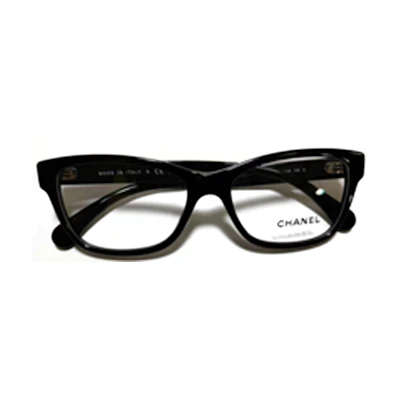(Women) CHANEL Black Optical Glasses with Logo and Irregular Frame Design. CH3449B-C888