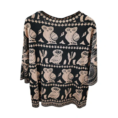(Women) CHANEL Black Patterned Knit Pullover Top 3/4 Sleeves Casual Sweater P58160-K07640-MD738