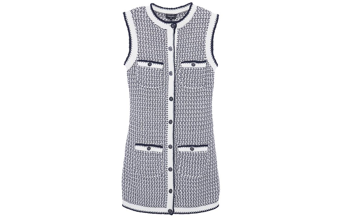 (Women) CHANEL  Black Sleeveless Casual Dress with Colorblock Design. P72236-K10377-NH383