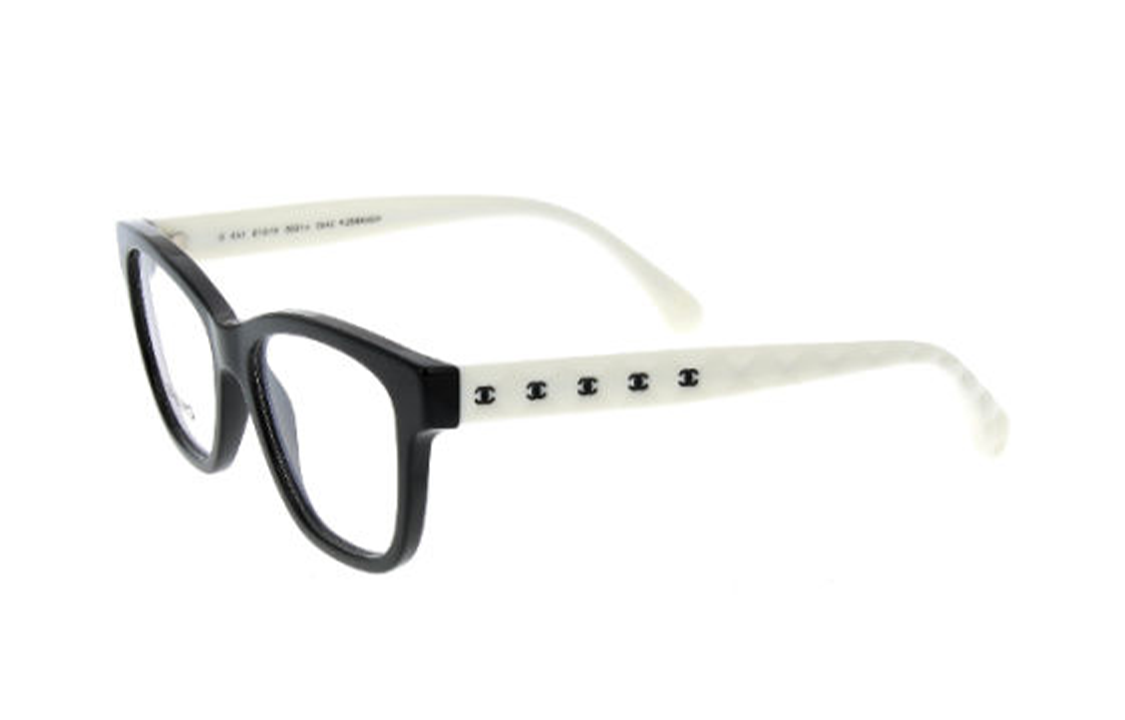 (Women) CHANEL  Black Square Optical Glasses with Logo Detail. CH3443