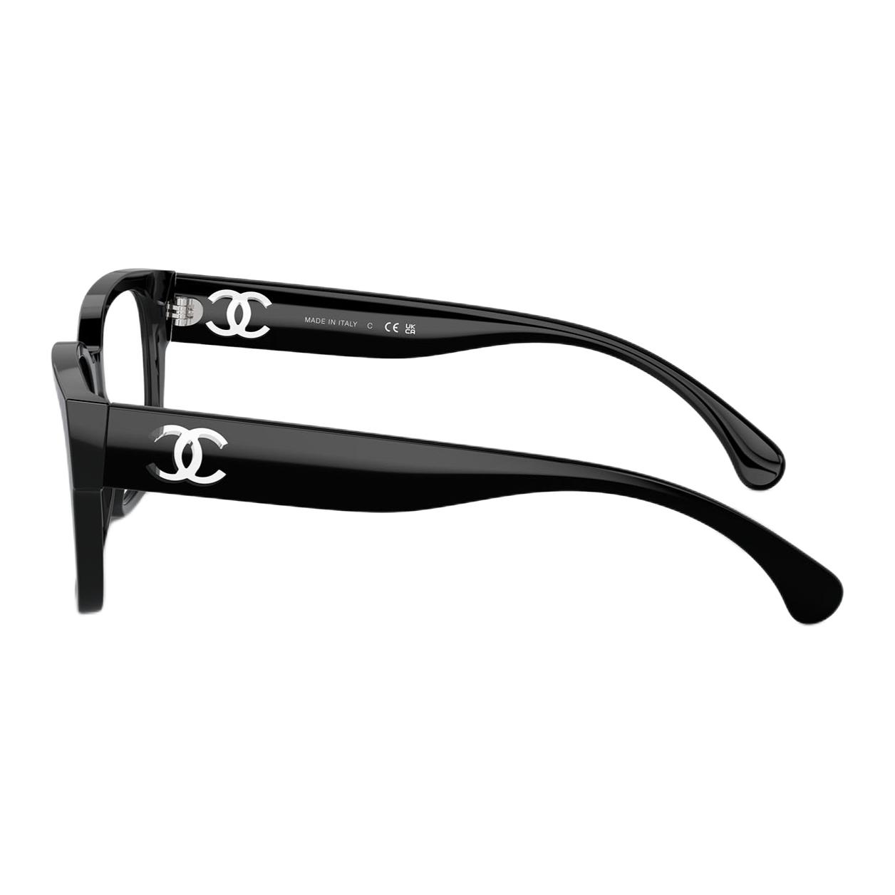 Shop (Women) CHANEL  Black Square Optical Glasses with Logo on Temples. CH3475-C501