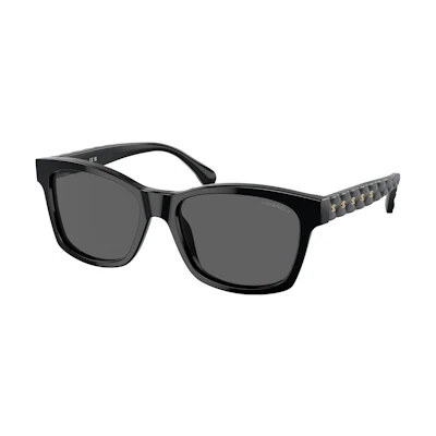 (Women) CHANEL Black Square Sunglasses with Logo Design. CH5484 C622S4