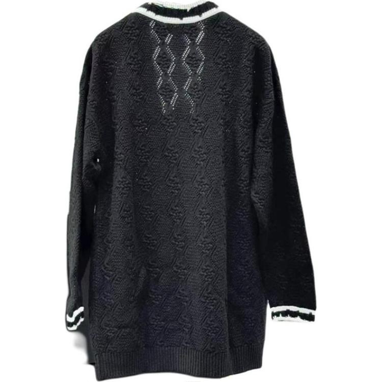 Lookbook (W) 香奈儿 黑色条纹V领长袖羊绒开衫. P72086-K10339-N9734