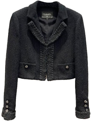 (W) シャネル ブラック ツイード ジャケット ノッチドラペル付き. P71896-V63586-94305 Order (W) シャネル ブラック ツイード ジャケット ノッチドラペル付き. P71896-V63586-94305