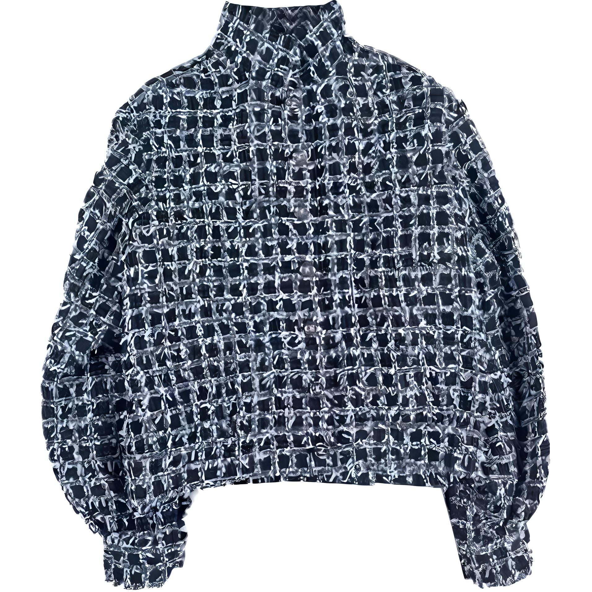 (Women) CHANEL  Black Tweed Plaid Single-Breasted Casual Jacket P75229-V66762-NO615