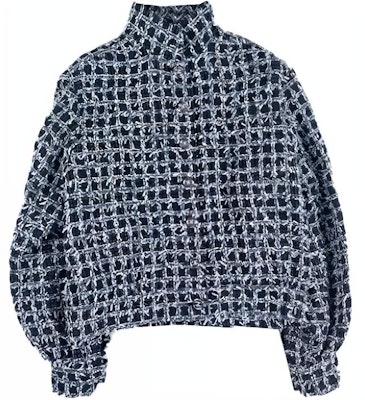 (W) シャネル ブラック ツイードチェック シングルブレスト カジュアルジャケット P75229-V66762-NO615 Order (W) シャネル ブラック ツイードチェック シングルブレスト カジュアルジャケット P75229-V66762-NO615