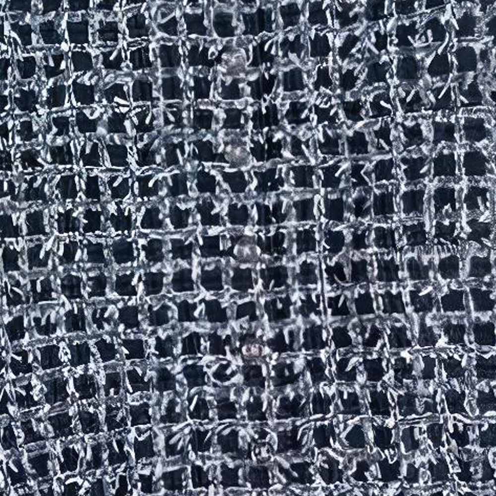 Shop (W) CHANEL Jaket Kasual Hitam Tweed Plaid Single-Breasted P75229-V66762-NO615