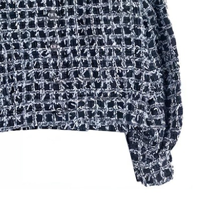 (W) シャネル ブラック ツイードチェック シングルブレスト カジュアルジャケット P75229-V66762-NO615 Details for (W) シャネル ブラック ツイードチェック シングルブレスト カジュアルジャケット P75229-V66762-NO615