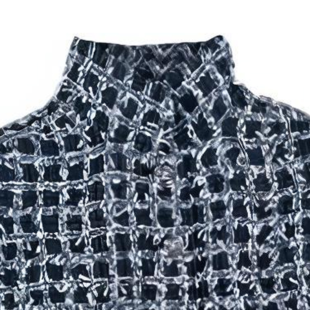 Sizing (W) CHANEL Jaket Kasual Hitam Tweed Plaid Single-Breasted P75229-V66762-NO615