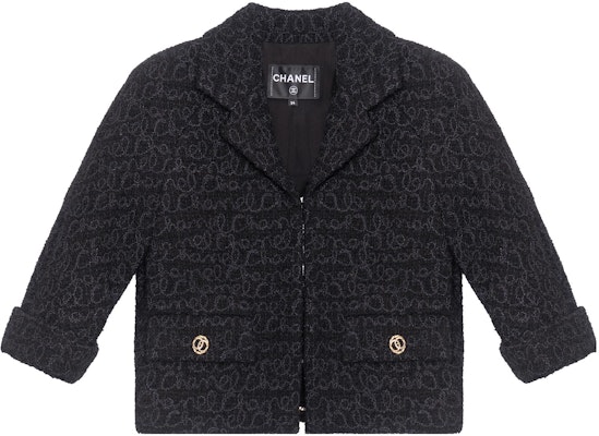 (Women) CHANEL Black Tweed Short Jacket with Subtle Coil Pattern. P75469-V67152-94305 Buy (Women) CHANEL Black Tweed Short Jacket with Subtle Coil Pattern. P75469-V67152-94305