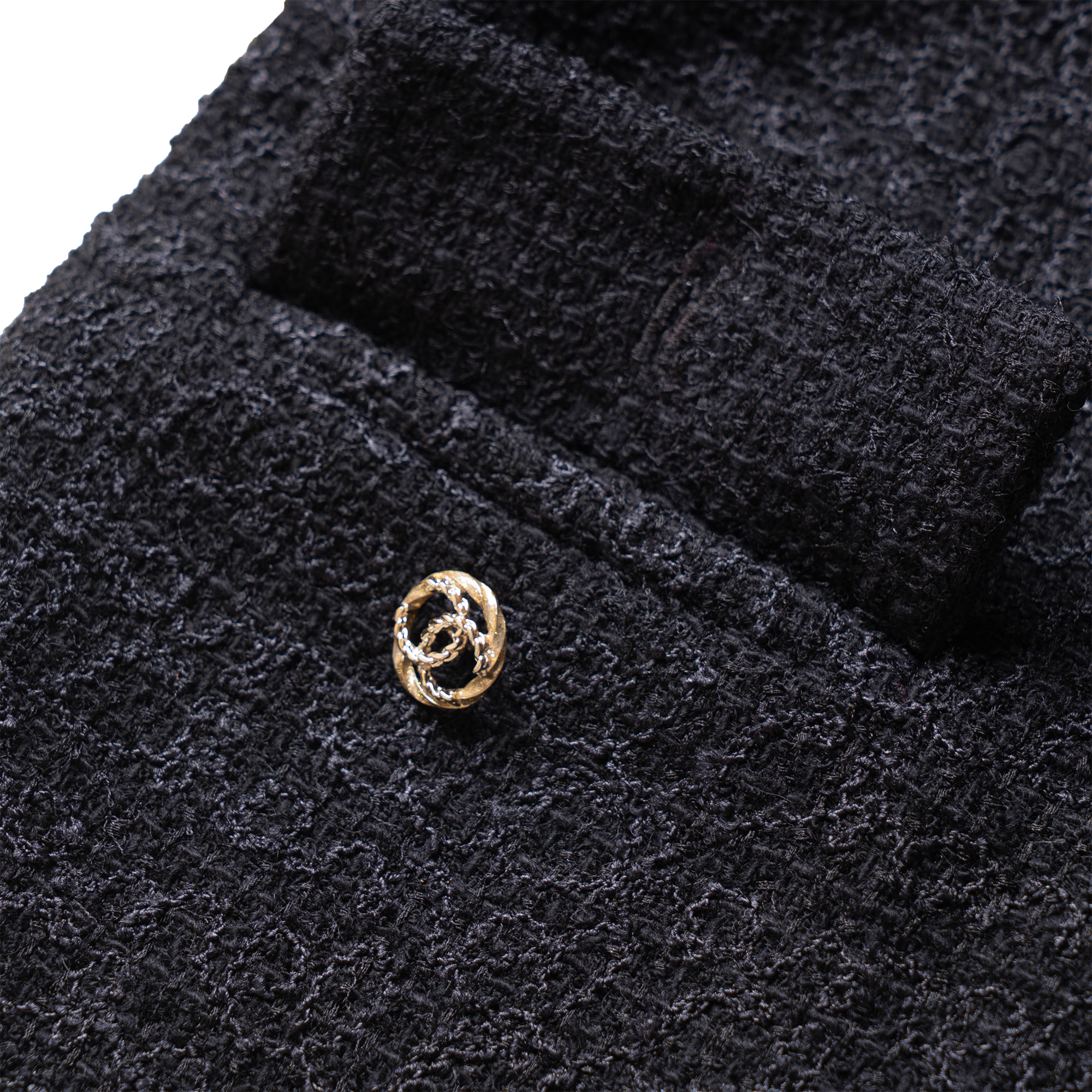 Details for (W) 샤넬 블랙 트위드 숏 재킷 - 은은한 코일 패턴. P75469-V67152-94305