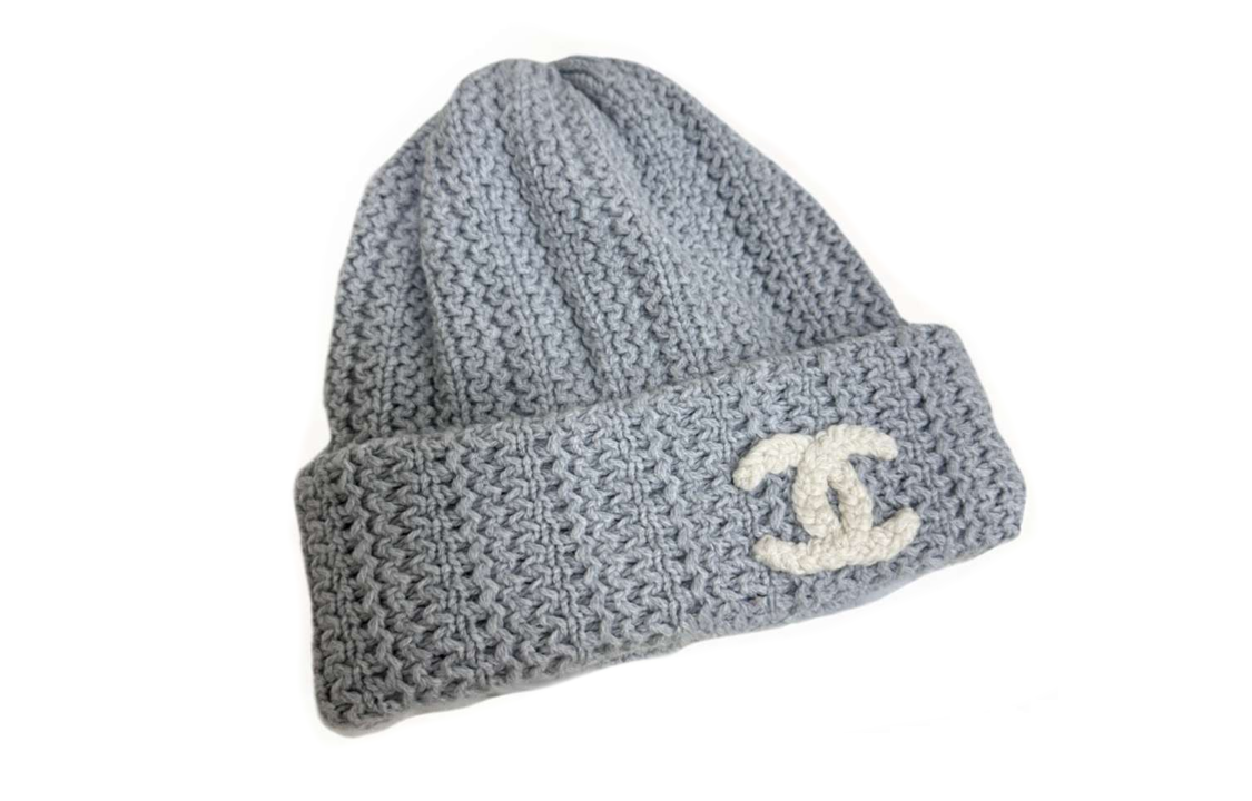 Lookbook (W) 香奈儿蓝色羊绒针织Logo针织帽 - 保暖冬帽 AA9341B13722NS255