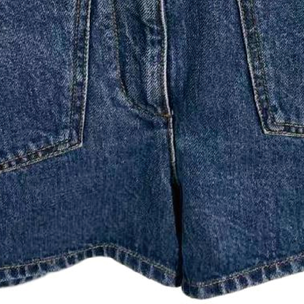 Details for (W) CHANEL 藍色牛仔短褲-素色與口袋按鈕設計 P73730-V65335-NK690