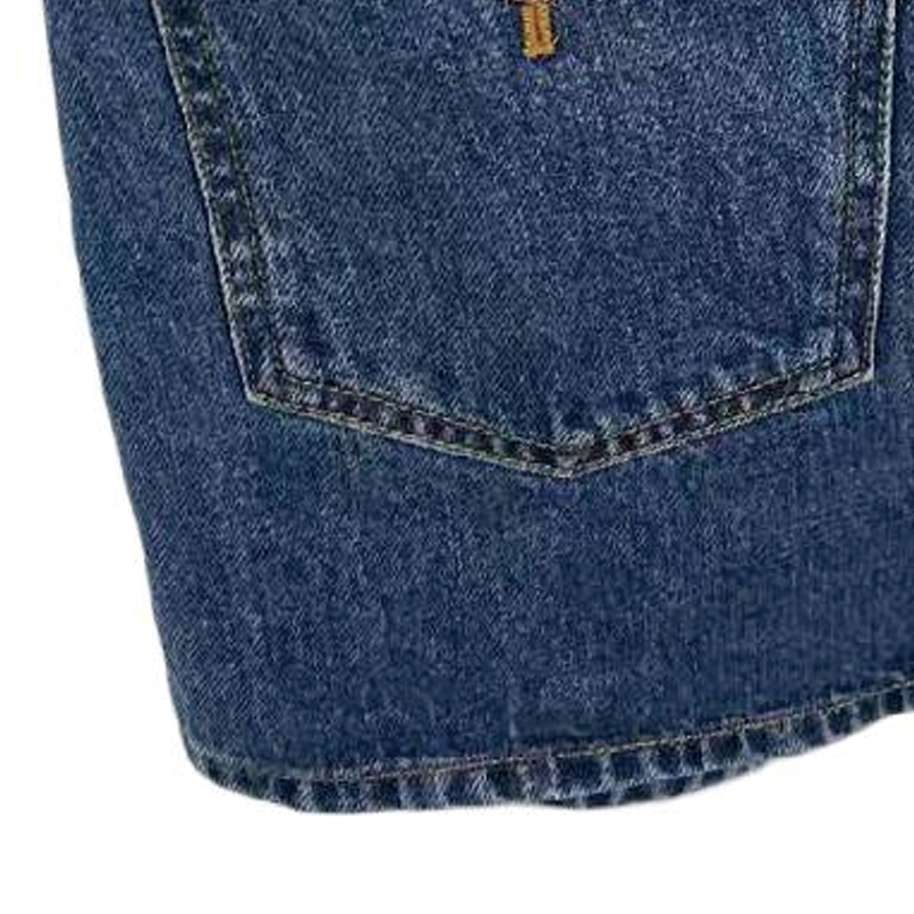 Sizing (W) CHANEL 藍色牛仔短褲-素色與口袋按鈕設計 P73730-V65335-NK690