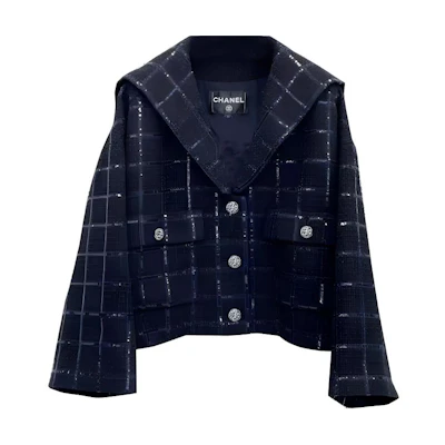(Women) CHANEL Blue Plaid Single-Breasted Casual Jacket P77269-V69310-NY556