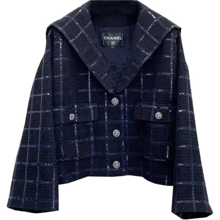 Order (W) CHANEL 藍色格紋單排扣休閒外套 P77269-V69310-NY556