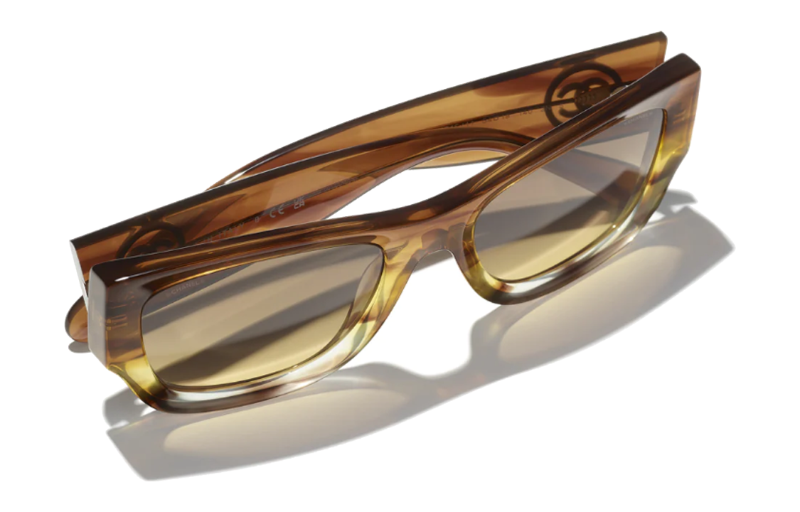 Purchase (W) 香奈儿 棕色不规则醋酸板太阳眼镜带字母细节 CH5507174511