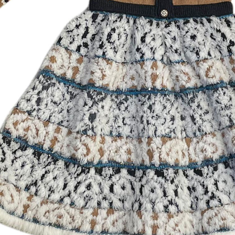 Details for (W) シャネル ブラウン ニット Vネック 長袖 ボタンダウン ドレス P62541-K48057-MH277