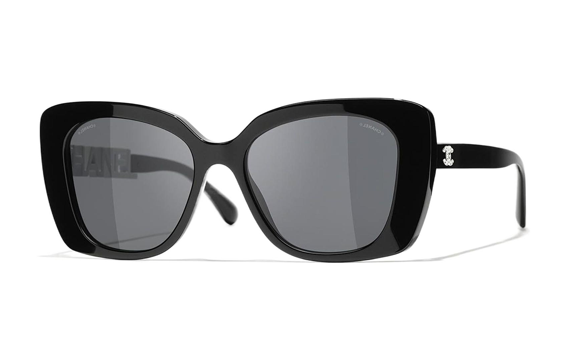 (Women) CHANEL  Butterfly Sunglasses with Lettered Temples Black White CH5422BA-1026S4