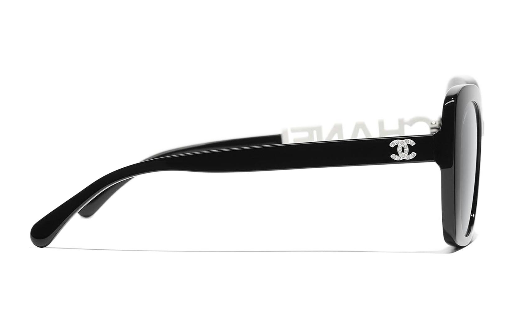 (Women) CHANEL  Butterfly Sunglasses with Lettered Temples Black White CH5422BA-1026S4 圖 6