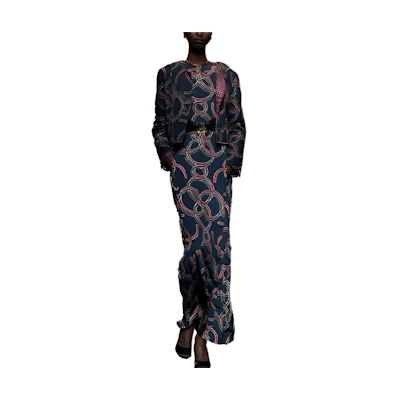 (Women) CHANEL Circle Pattern Printed Single-Breasted Jacket Floral Design P74766-V66259-NN337