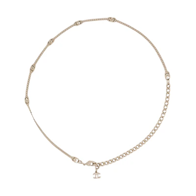 (Women) CHANEL Classic Double C Logo Gold Necklace. ABE255-B18058-NZS80