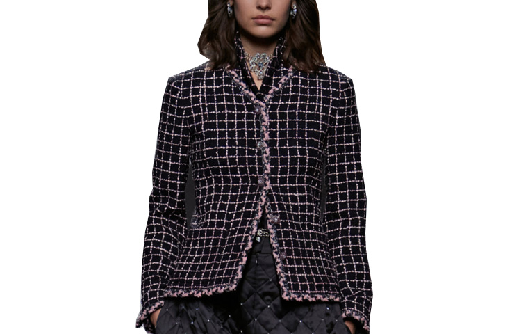 (Women) CHANEL  Color-Block Plaid Long Sleeve Single-Breasted Jacket P75802-V67834-VR494