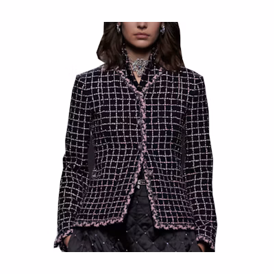(Women) CHANEL Color-Block Plaid Long Sleeve Single-Breasted Jacket P75802-V67834-VR494