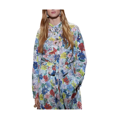 (Women) CHANEL Floral Print Button-Up Long Sleeve Shirt Multicolor SS24. P77245-V69058-NX111
