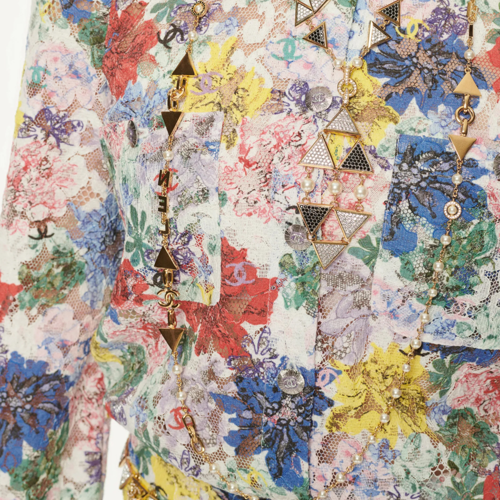 Shop (W) CHANEL Kemeja Lengan Panjang Motif Bunga Multicolor SS24. P77245-V69058-NX111