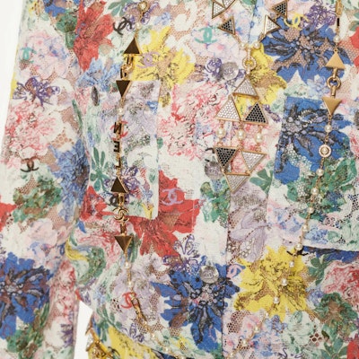 (Women) CHANEL Floral Print Button-Up Long Sleeve Shirt Multicolor SS24. P77245-V69058-NX111 Shop (Women) CHANEL Floral Print Button-Up Long Sleeve Shirt Multicolor SS24. P77245-V69058-NX111