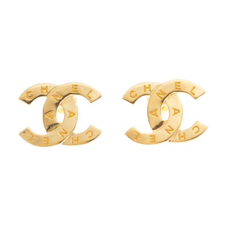 (Women) CHANEL  Gold Logo Metal Stud Earrings. AB4451GP 圖 2