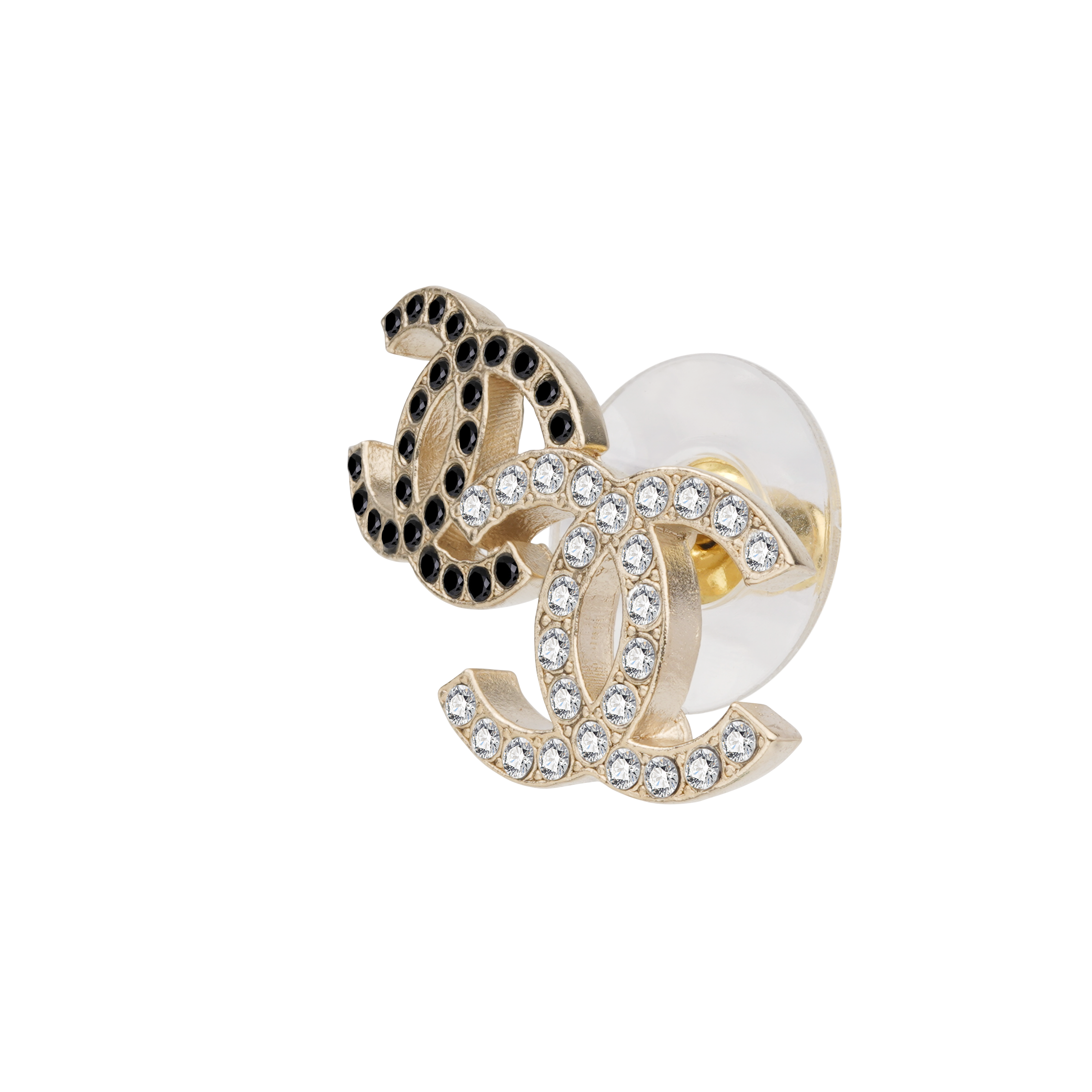 (Women) CHANEL  Gold Metal Earrings with Rhinestone Double Logo Design. AB9260-B09007-NK077 圖 3