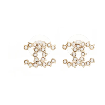 (Women) CHANEL Gold Metal Logo Design Earrings. A58090GP