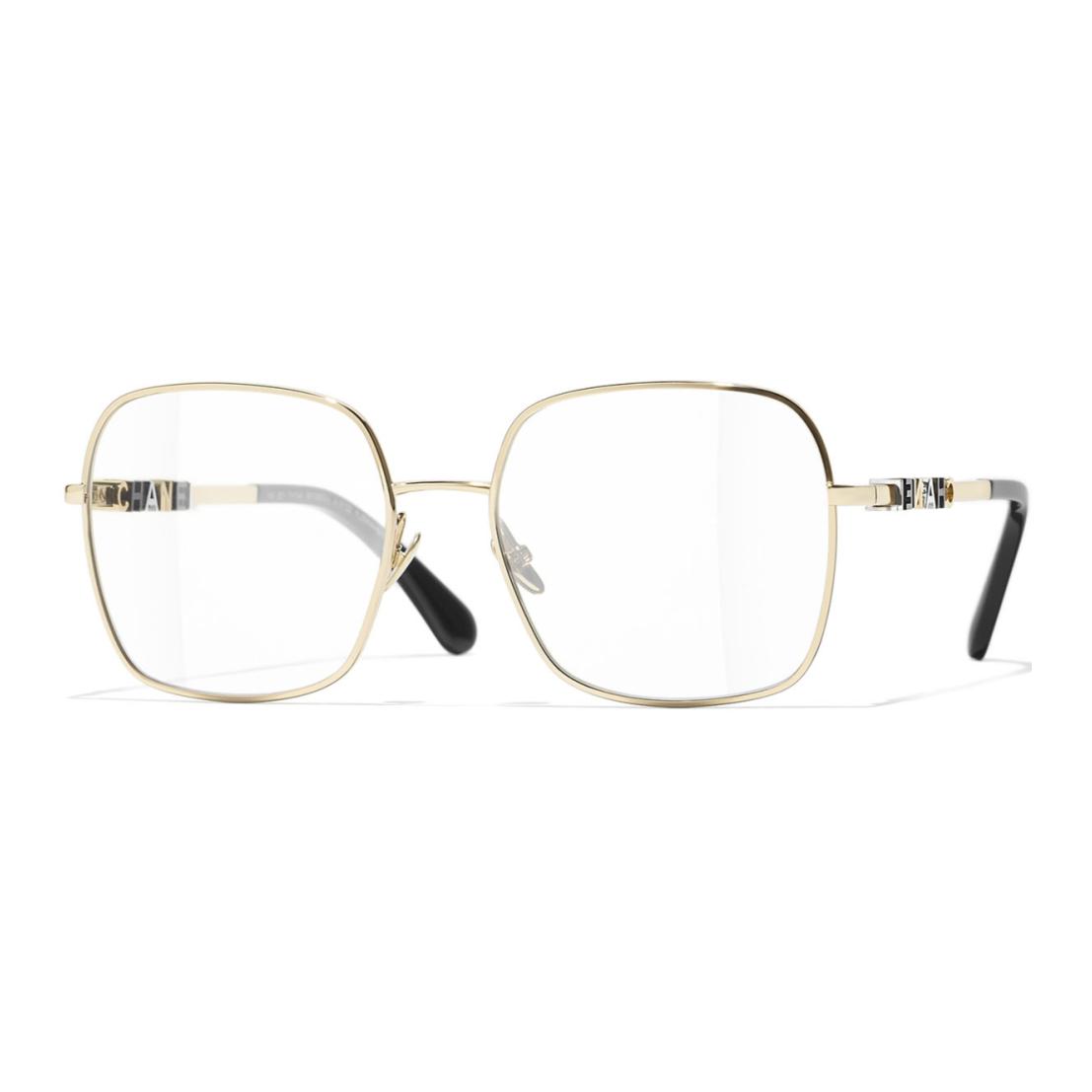 (Women) CHANEL  Gold Square Optical Glasses with Logo Metal Frame CH2215